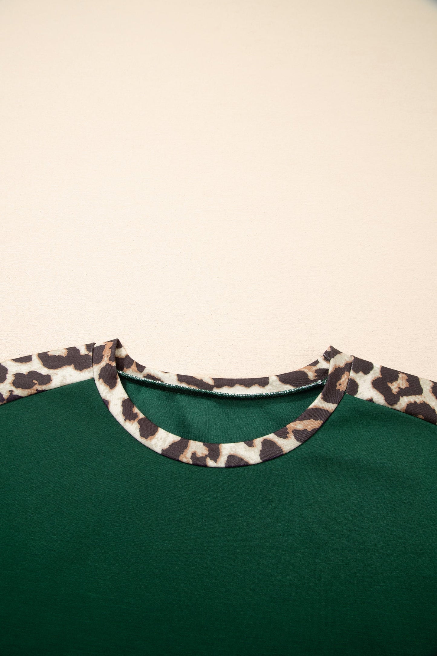 Leopard Colorblock Round Neck Short Sleeve T-Shirt