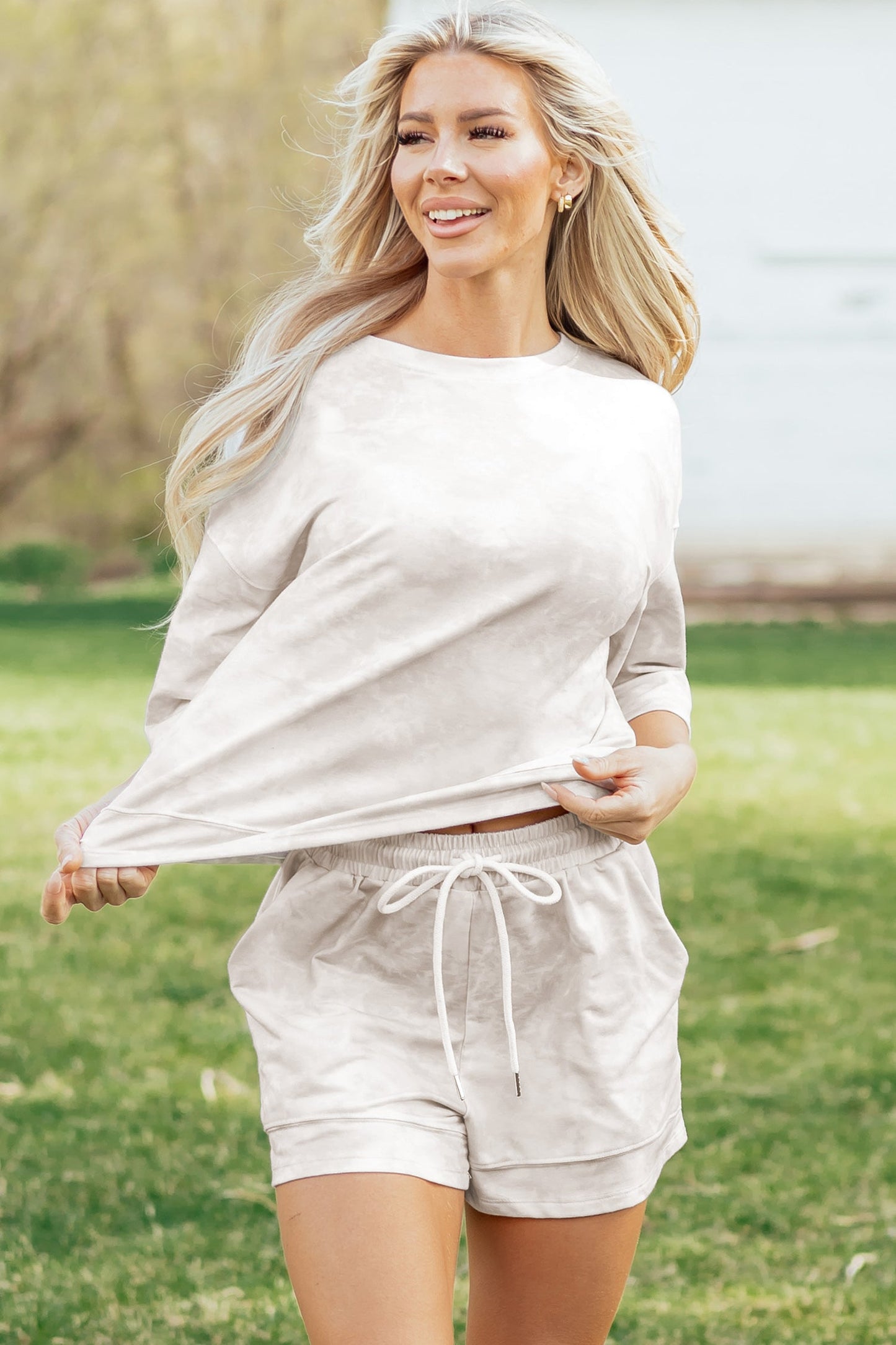 Tie Dye 3/4 Sleeve Top and Shorts Set