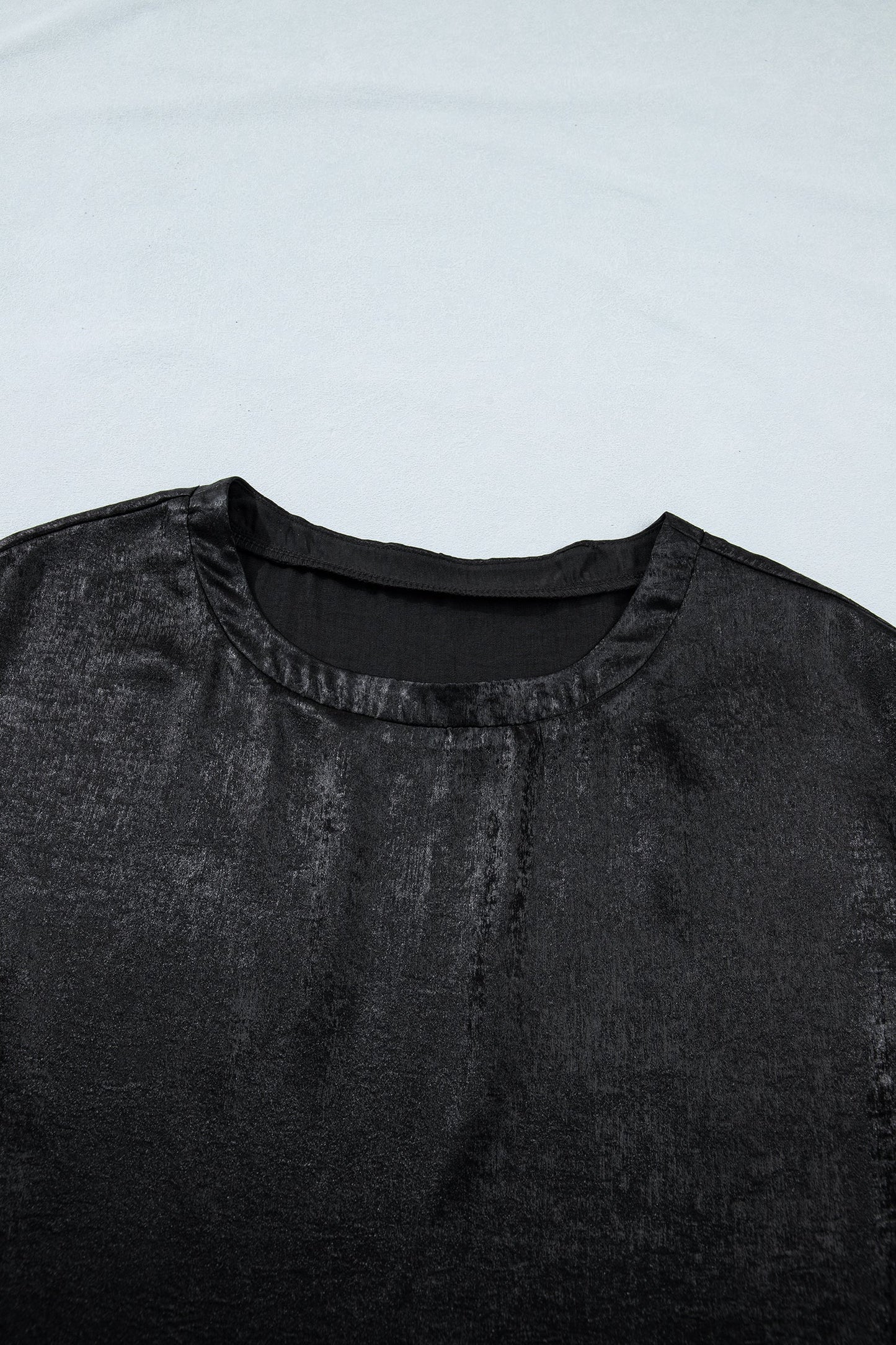 Metallic Round Neck Cap Sleeve Tee