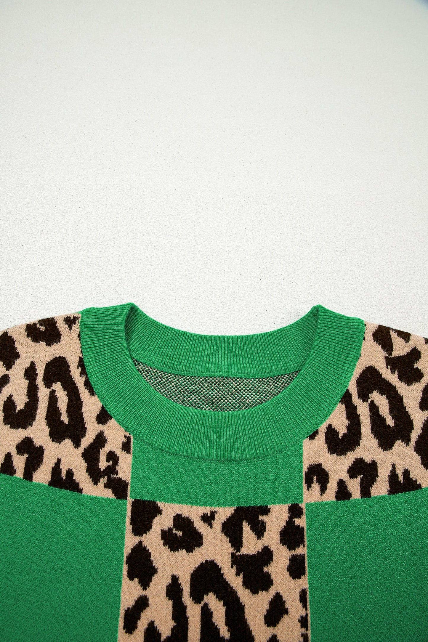 Leopard Checker Short Sleeve Knit Sweater
