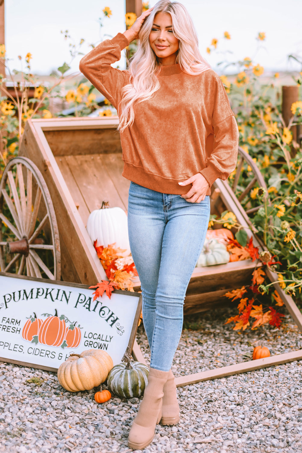 Mineral Wash Drop Shoulder Crewneck Sweatshirt