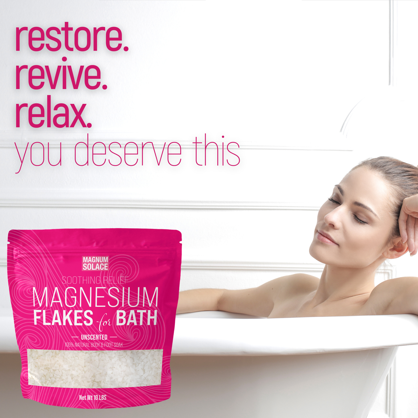 Magnesium Bath Flakes Pink Edition, Dead Sea Bath Salts, Uns
