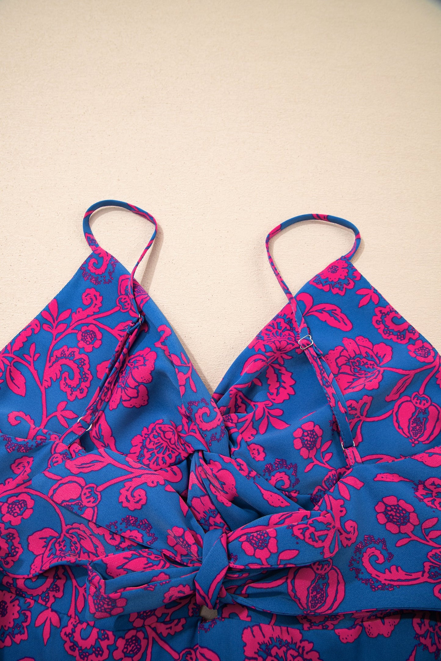 Floral Twisted V-Neck Tied Backless Maxi Dress