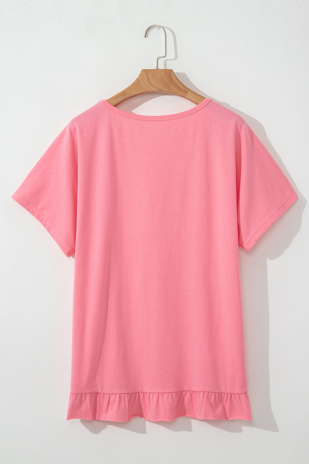 Frilled Hem Loose Short Sleeve T-Shirt