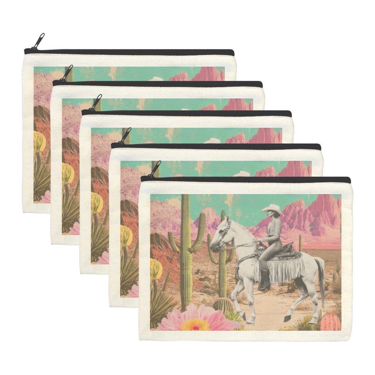 Cowgirl Pack of 5 bags Cosmetic Bag Desert Cowgirl Made in America