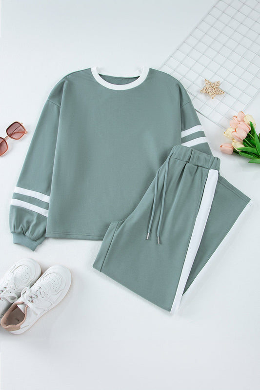 Varsity Stripe Top and Drawstring Pant Set