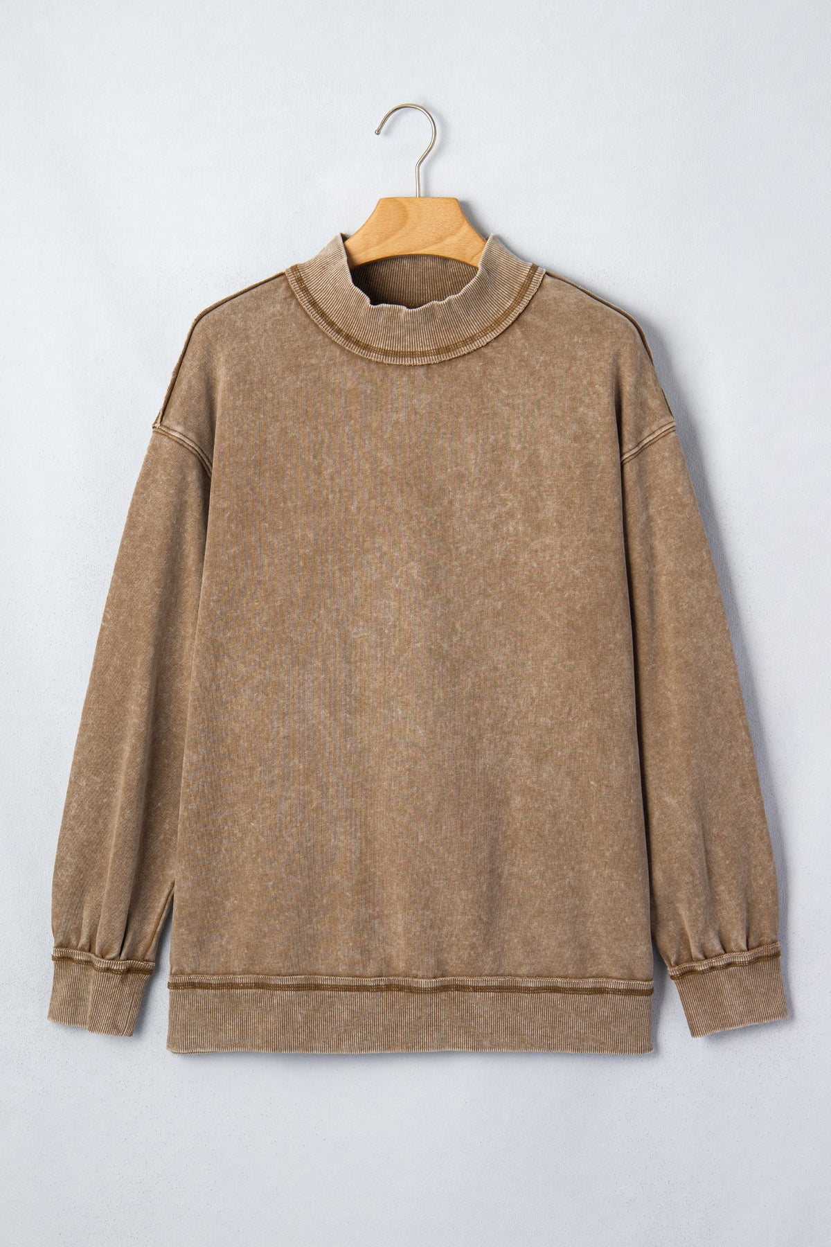 Mineral Wash Mock Neck Drop Shoulder Sweatshirt