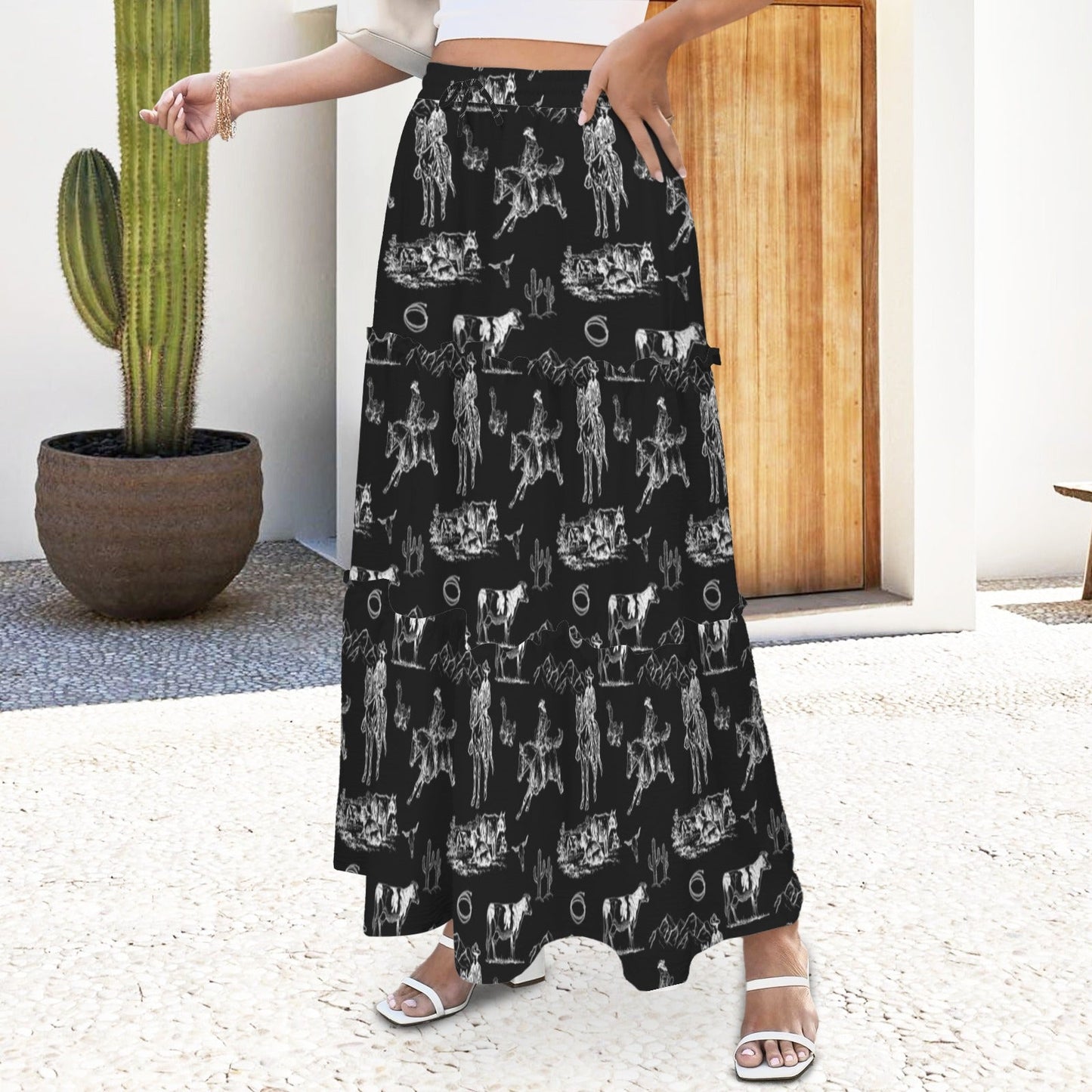 Ranch Life Western Tiered Prairie Maxi Skirt