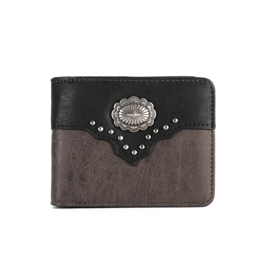 Embossed Vintage Western themed Men's Bifold PU Leather Wallet