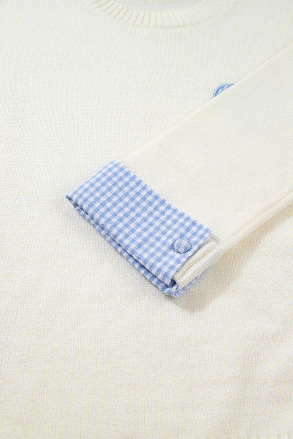 Valentines Gingham Heart Embroidered Crewneck Sweater