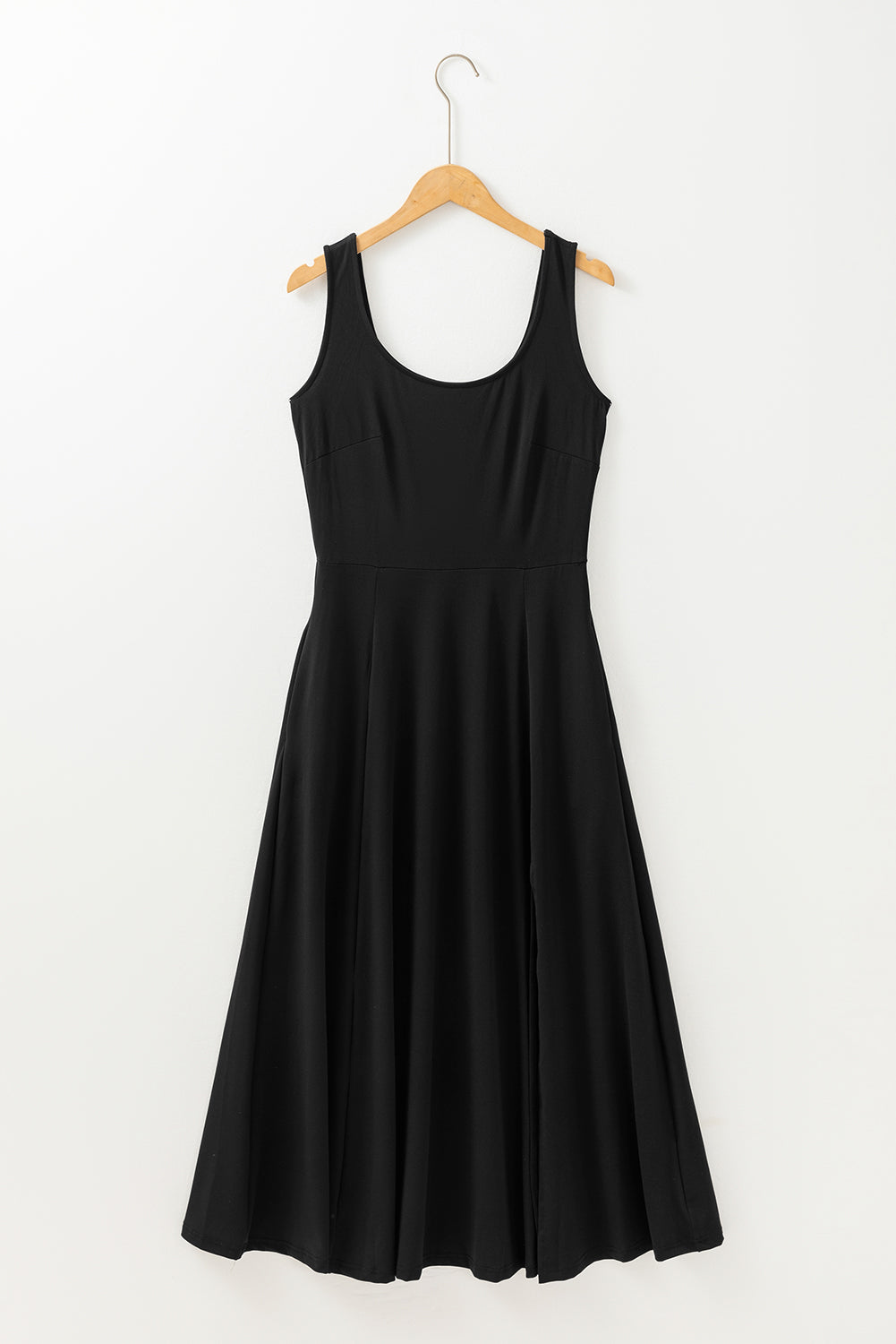 Sleeveless Flared Split Midi Dress