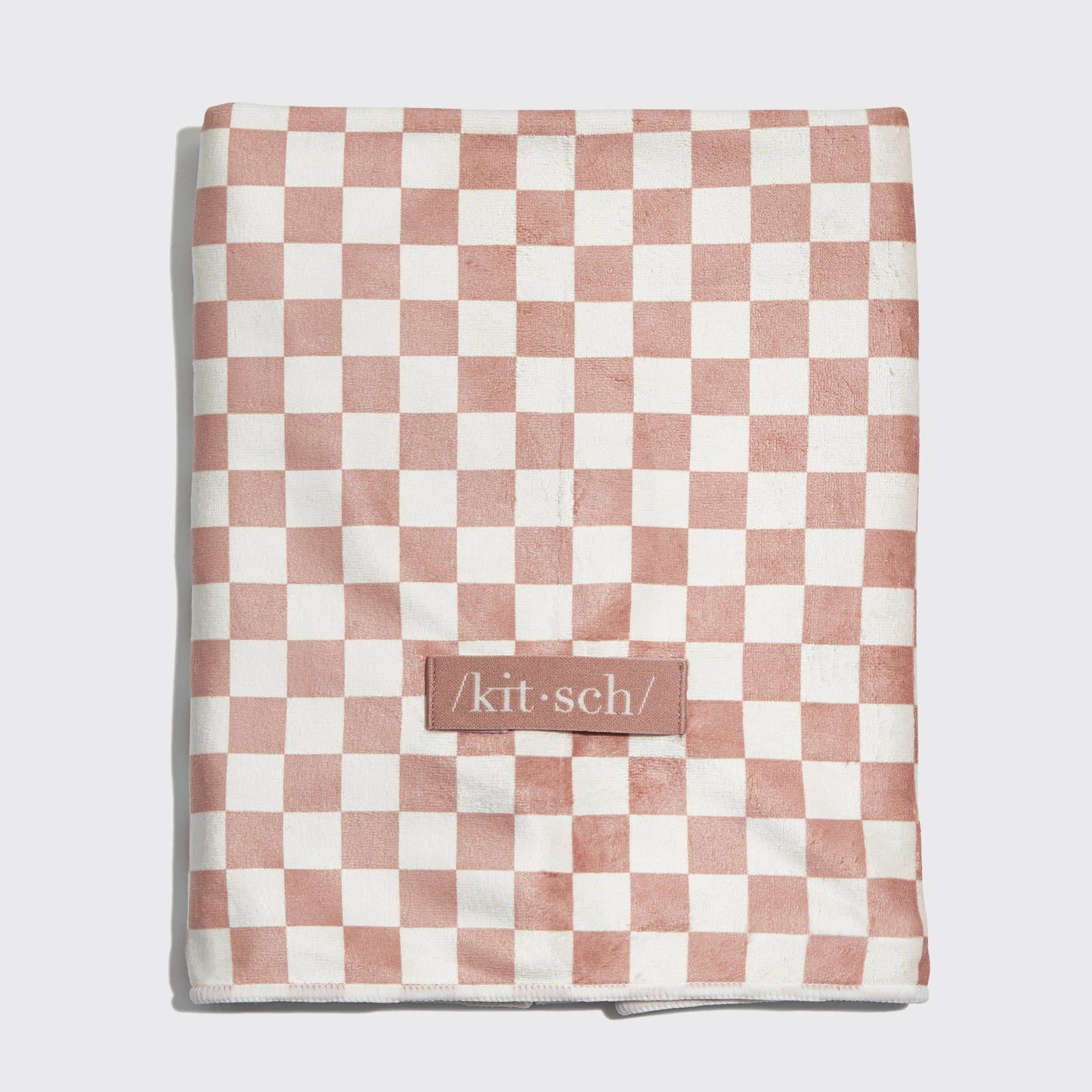 Extra Large Quick-Dry Hair Towel Wrap- Terracotta Checker by Kitsch