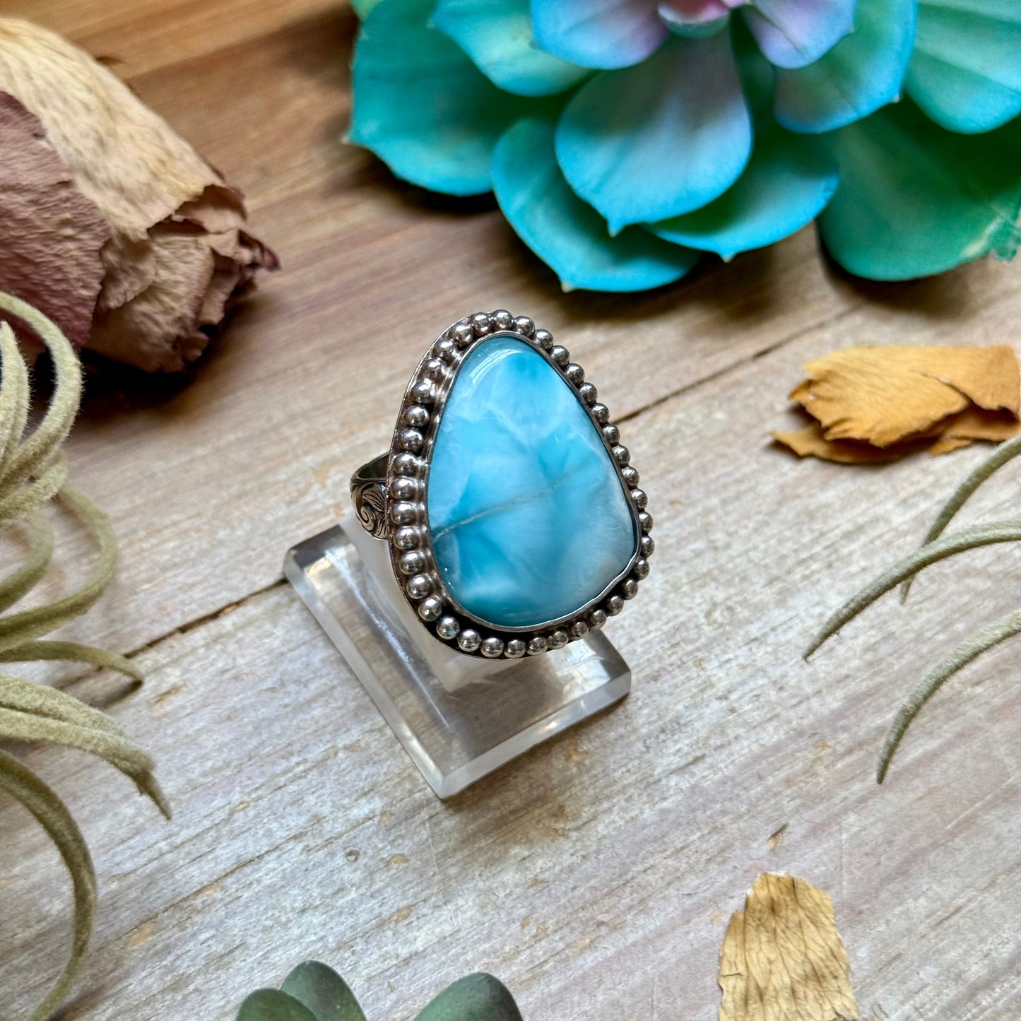MJ Ring Free-Form Larimar Sterling Silver Ring