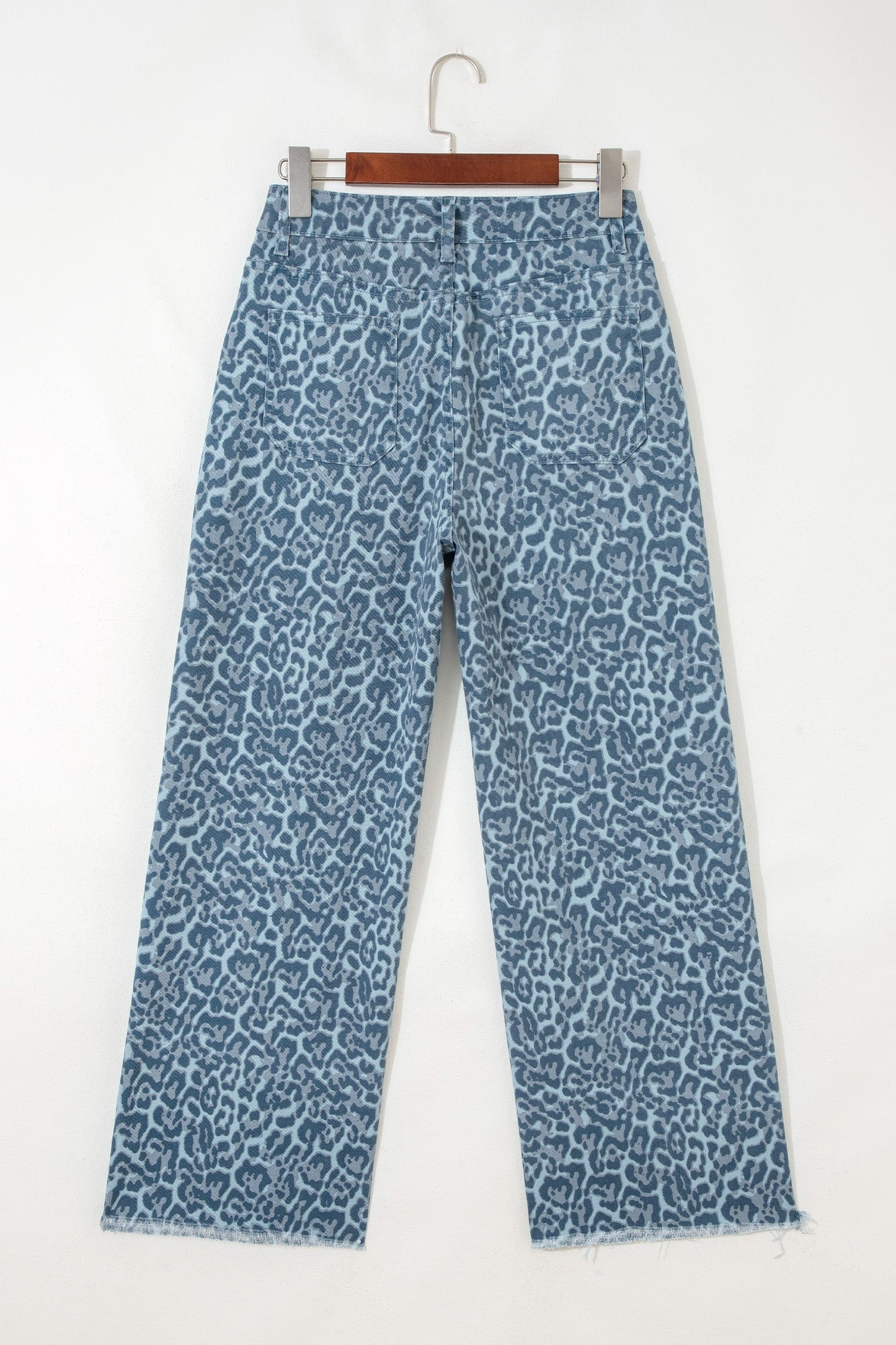 Leopard Frayed Edge High Waist Wide Leg Jeans