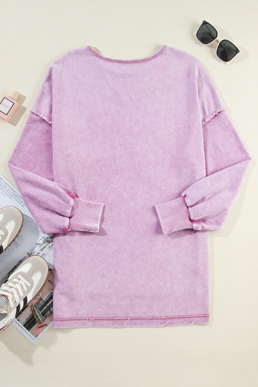 Mineral Wash Drop Shoulder Pullover Sweatshirt