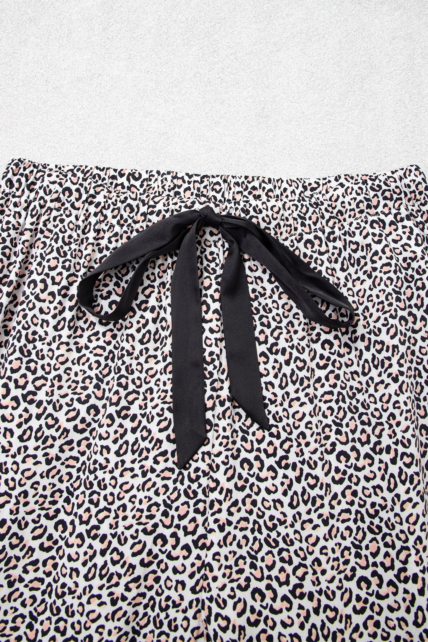 Leopard Bow Long Sleeve Top & Pants Pajama Set