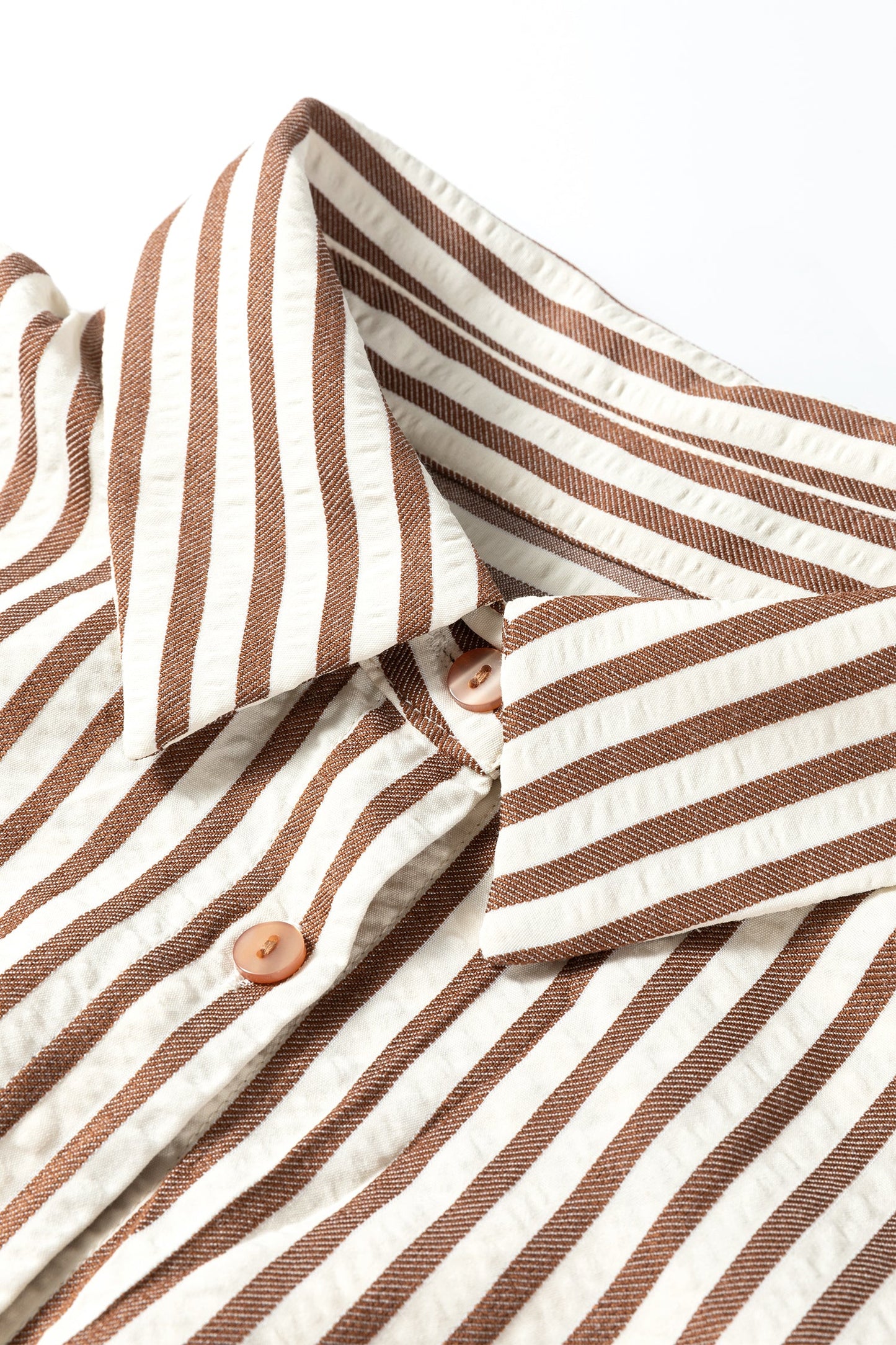 Stripe Textured 3/4 Sleeve Split Hem Midi Dress