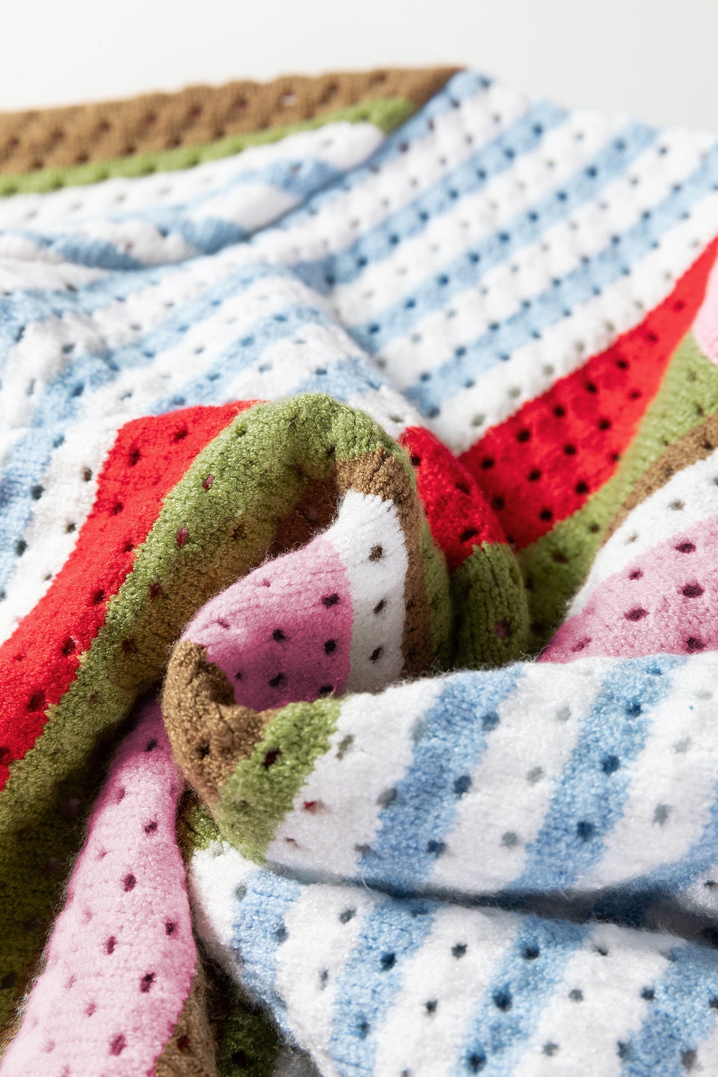 Stripe Pointelle Knit 3/4 Sleeve Sweater