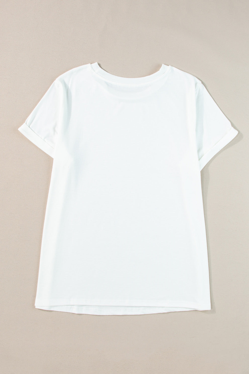 Plus Size Solid Rolled Short Sleeve T-Shirt