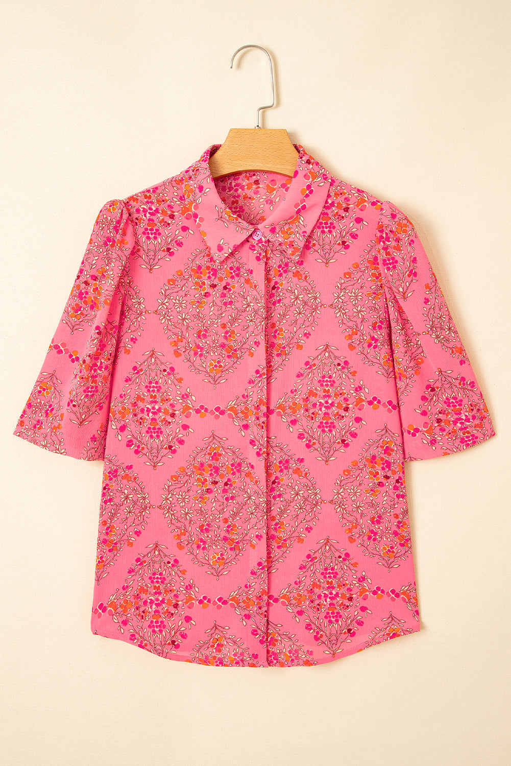 Floral Wide Short Sleeve Loose Shirt