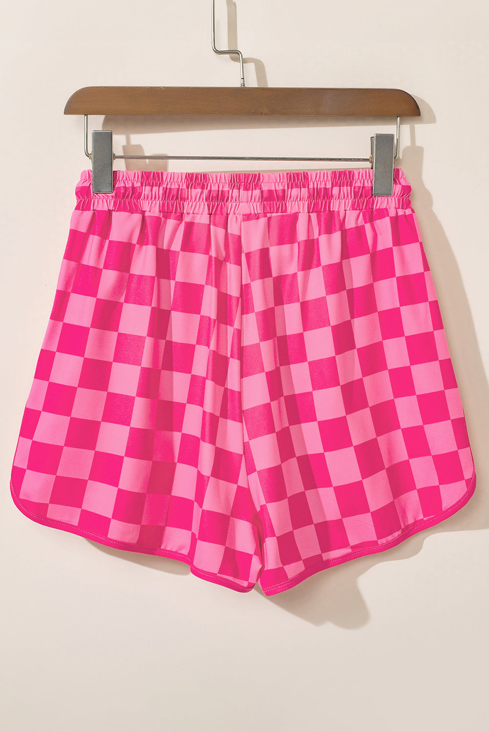Checker Drawstring Elastic Waist Shorts