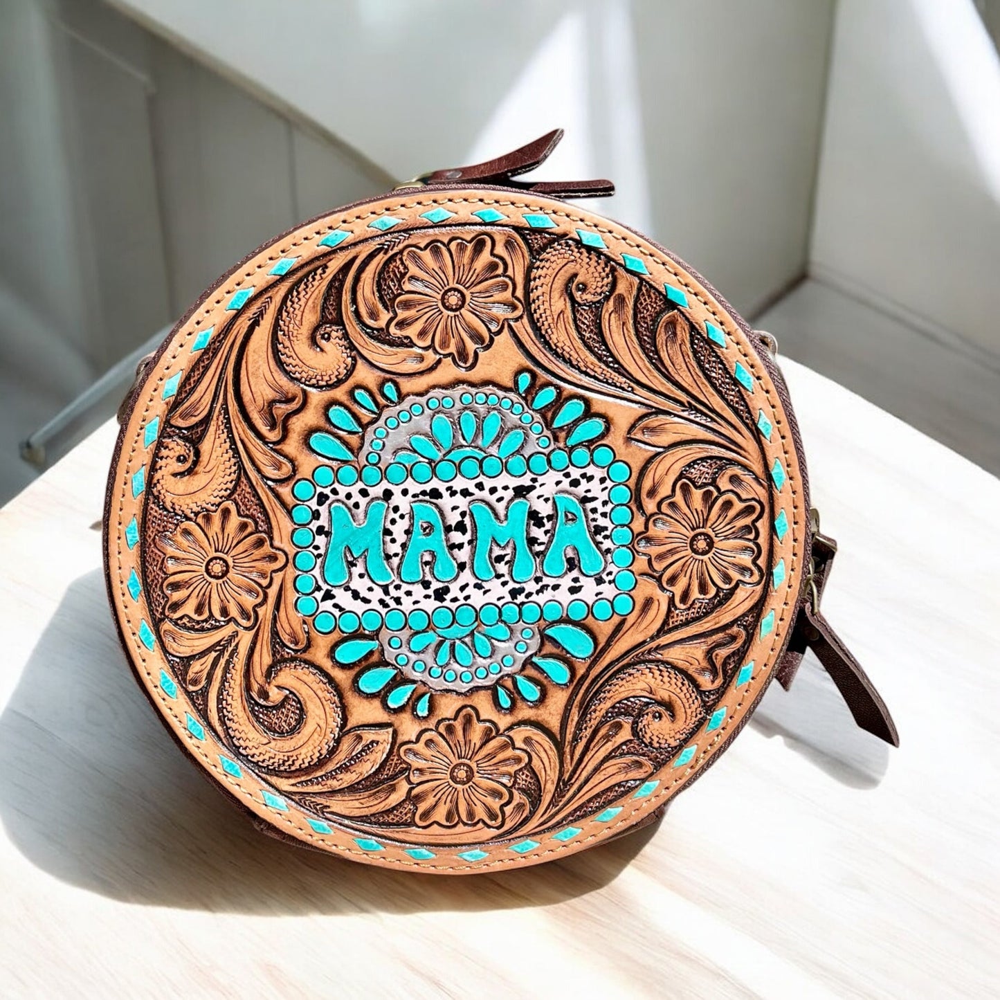 Mama tooled leather Crossbody bag