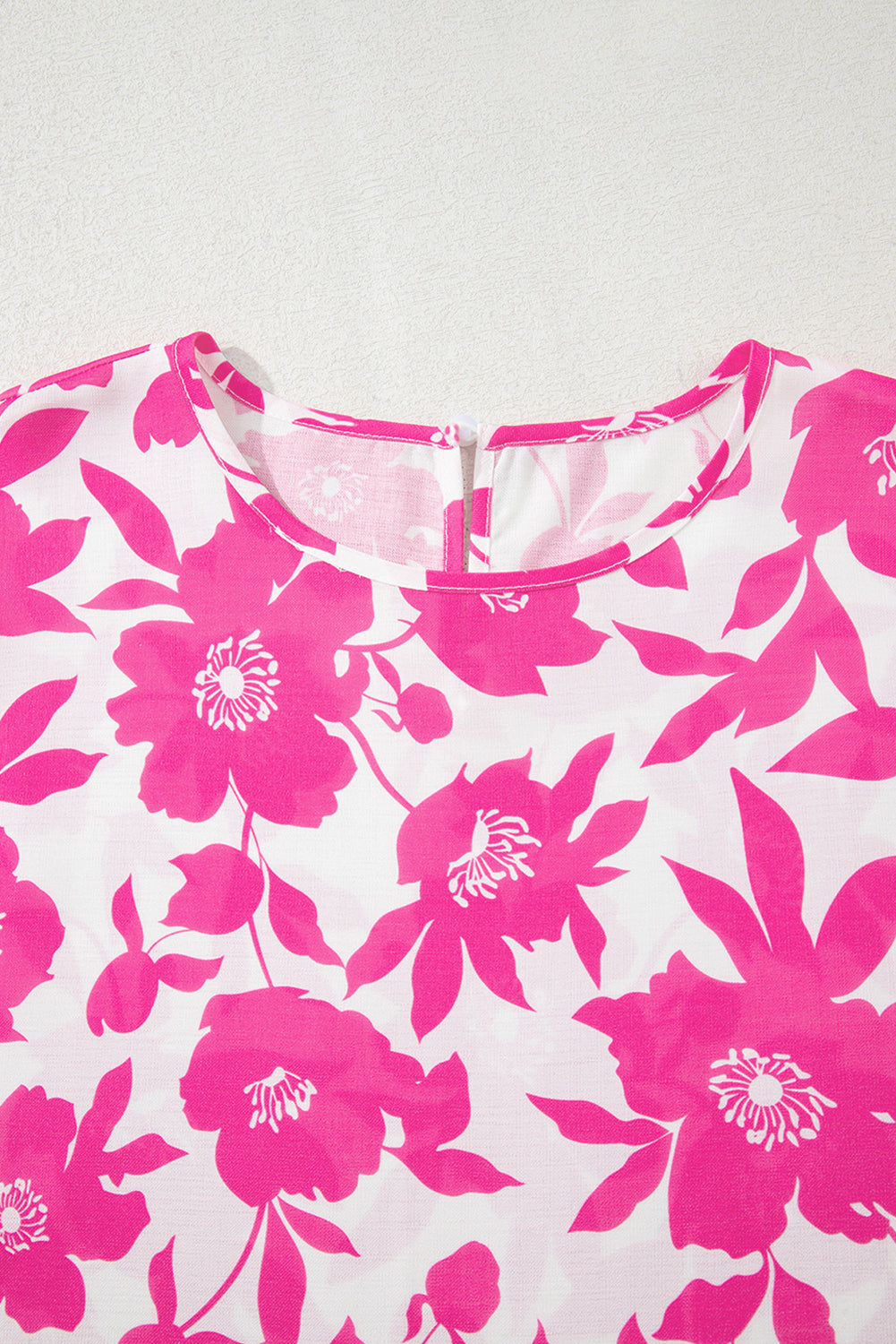 Floral Ruffle Short Sleeve Round Neck Blouse