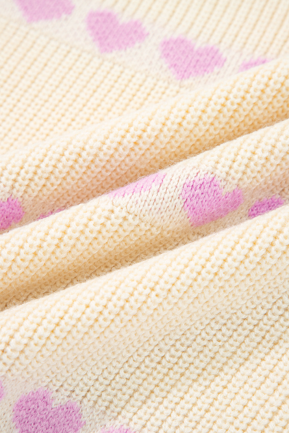 Valentine Heart Ribbed Knit Crewneck Sweater