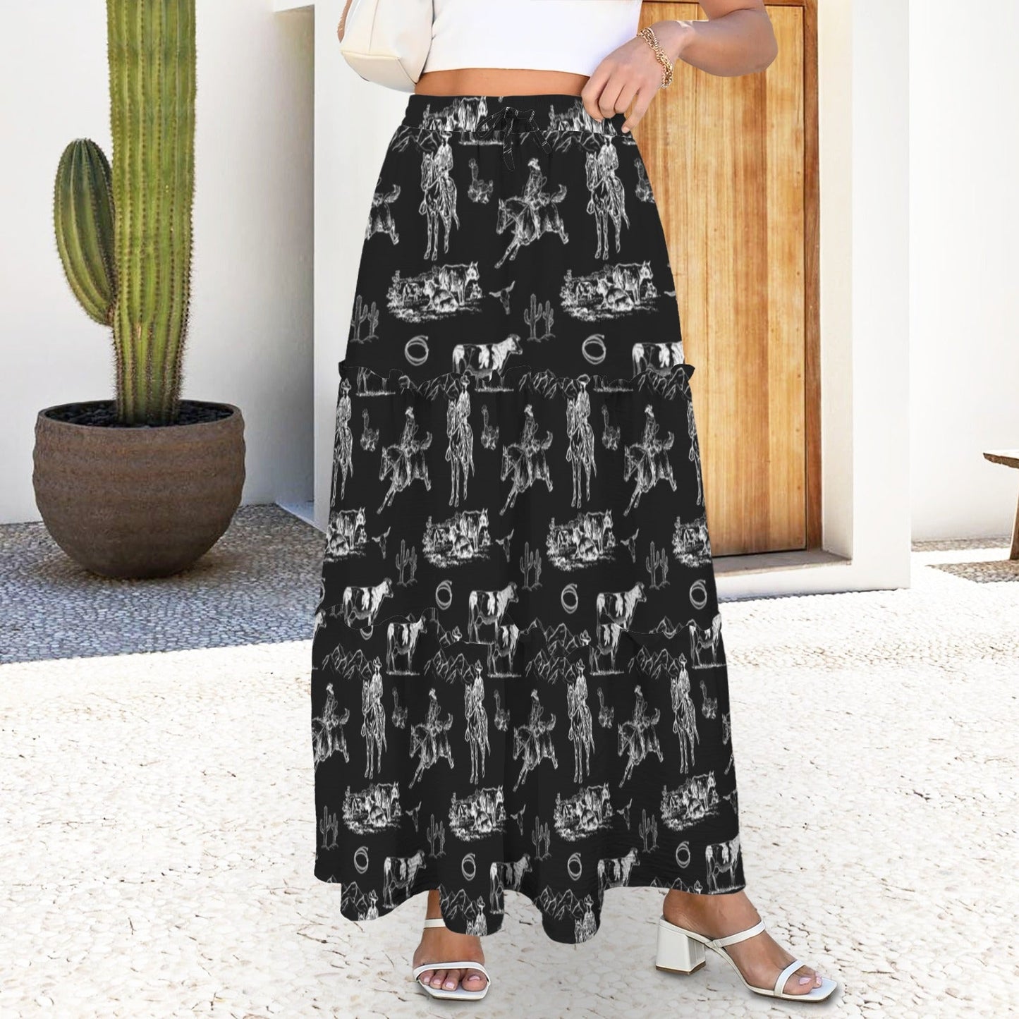 Ranch Life Western Tiered Prairie Maxi Skirt