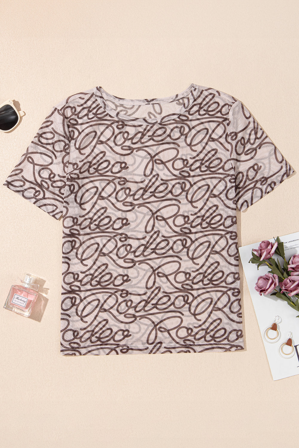 Rodeo Round Neck Slim Fit Mesh T-Shirt