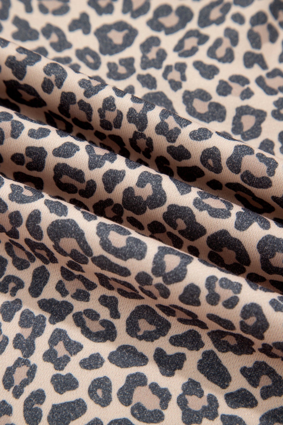 Plus Size Leopard Colorblock Ribbed Mock Neck Sweatshirt