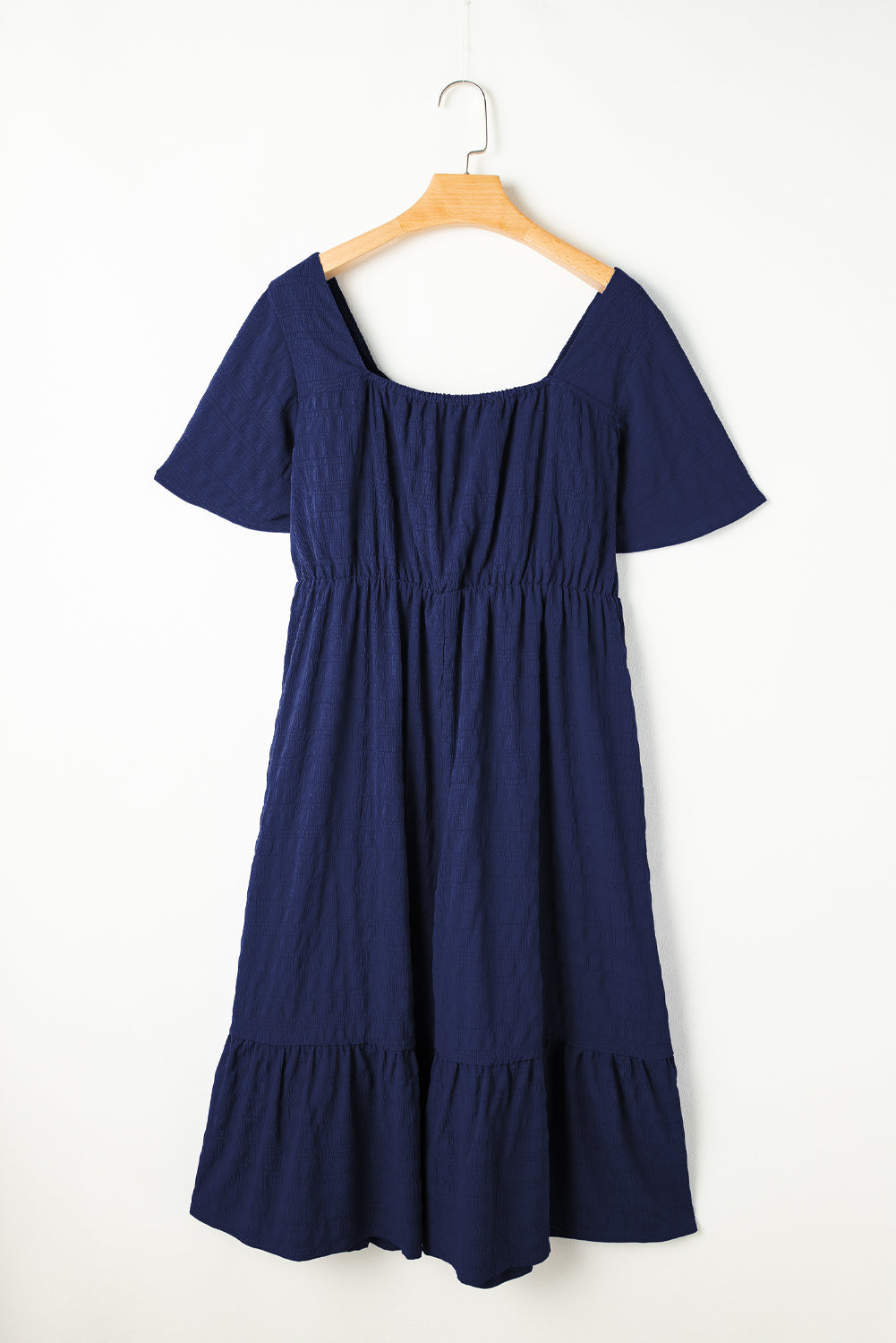 Plus Size Lace-Up Short Sleeve High Waist Dress
