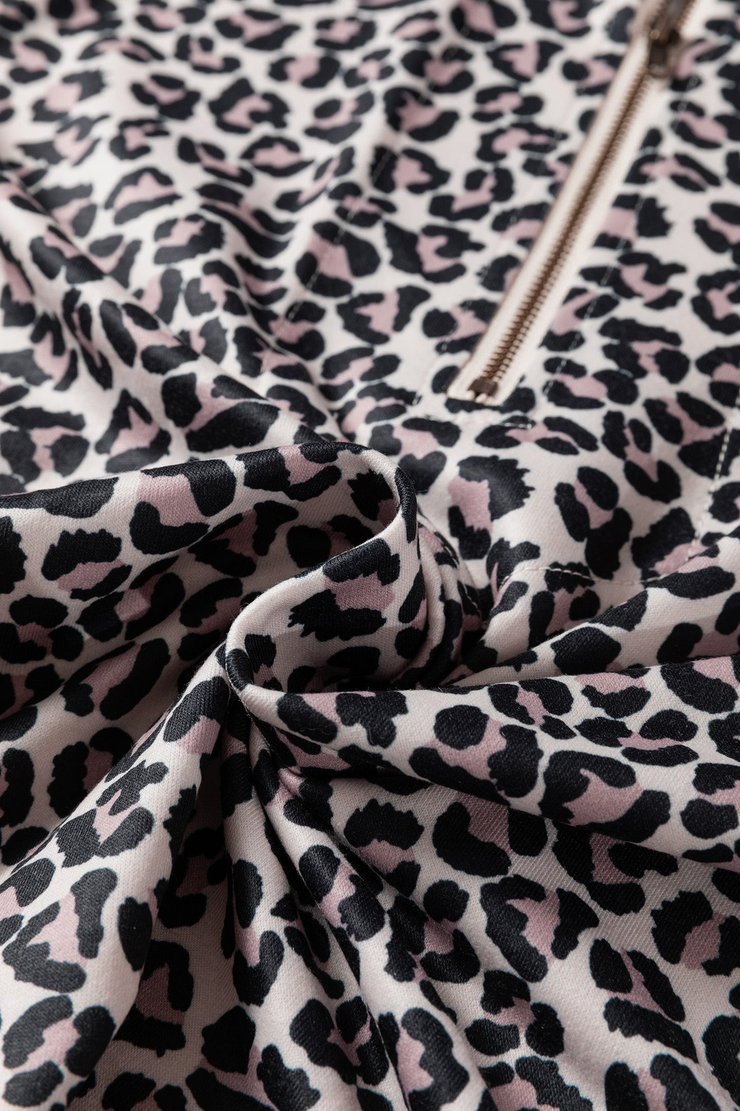 Leopard Half Zip-Up Blouse