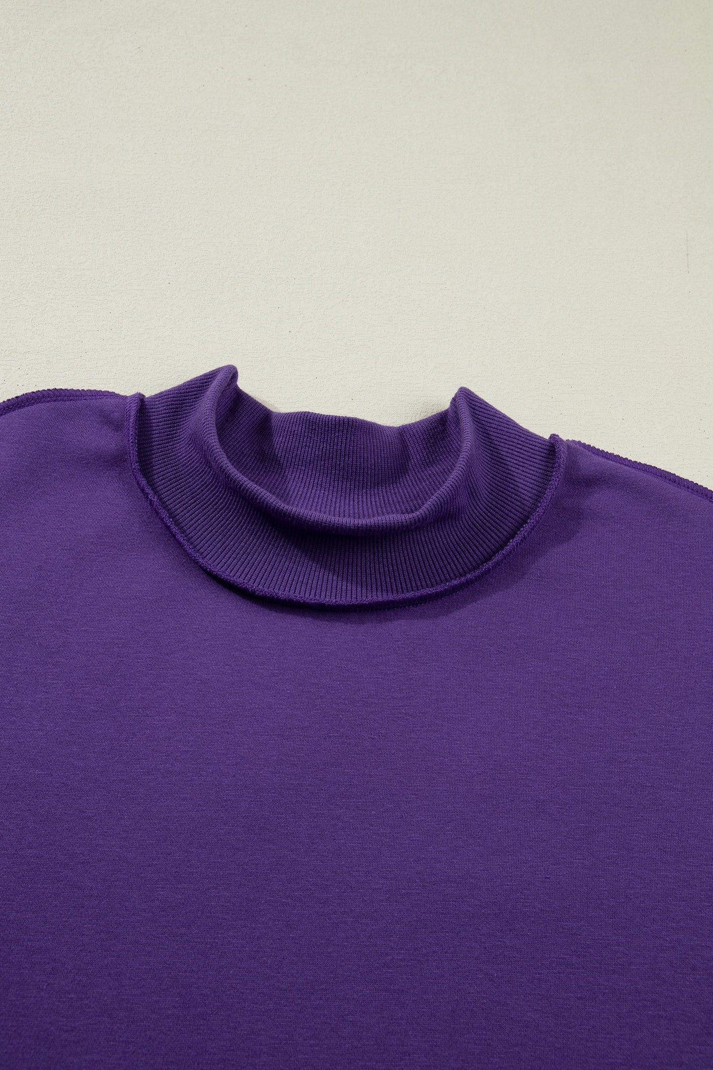 Solid Mock Neck Drop Shoulder Oversize Sweatshirt