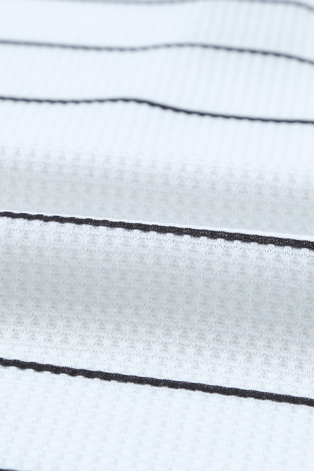 Stripe Waffle Knit Buttoned Henley Top