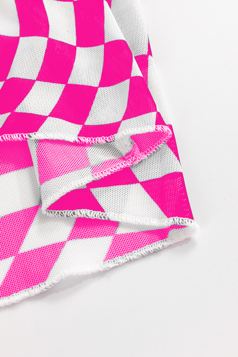 Checker Mesh Long Sleeve Top