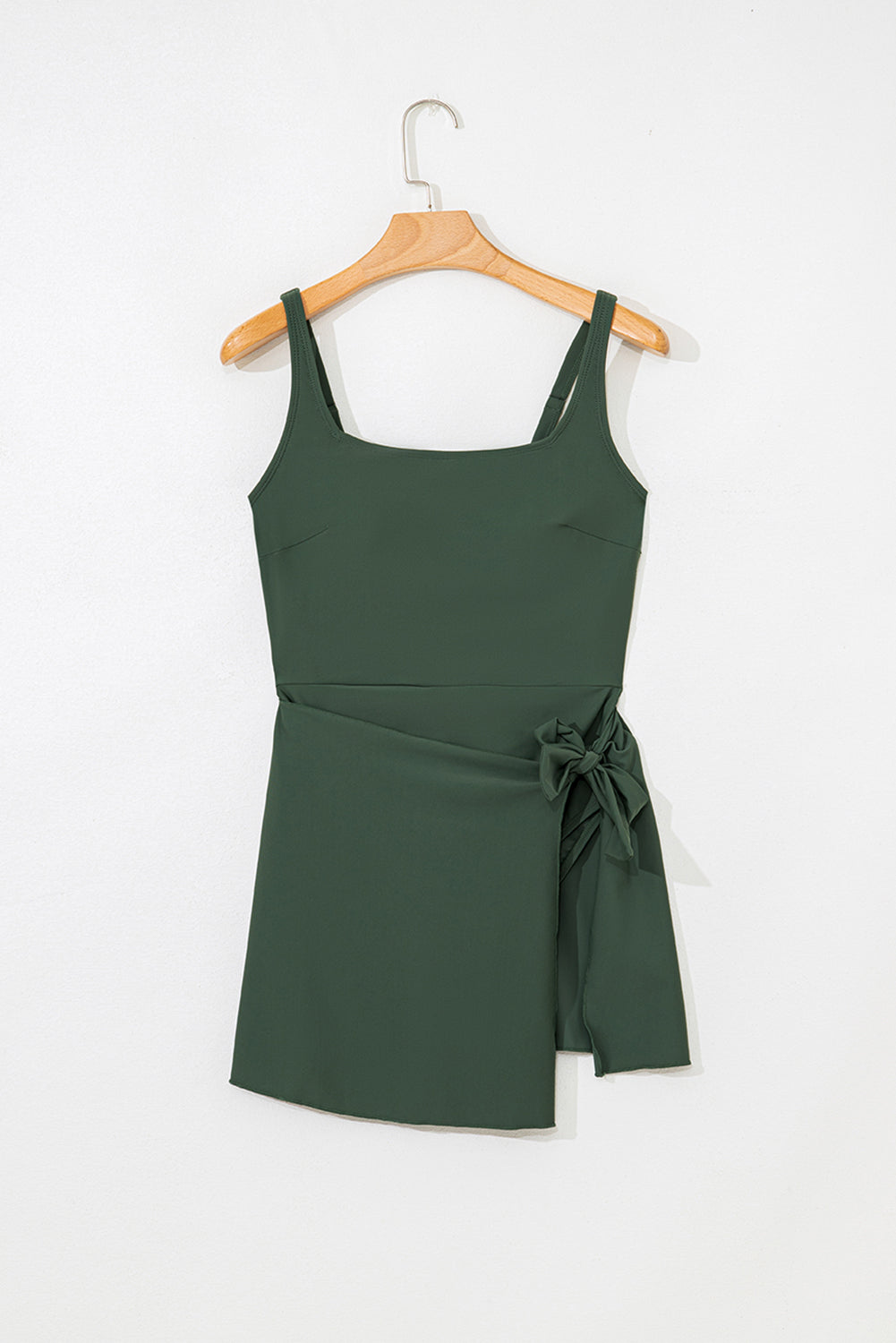 Side Tied Waist Square Neck A-line Swim Dress