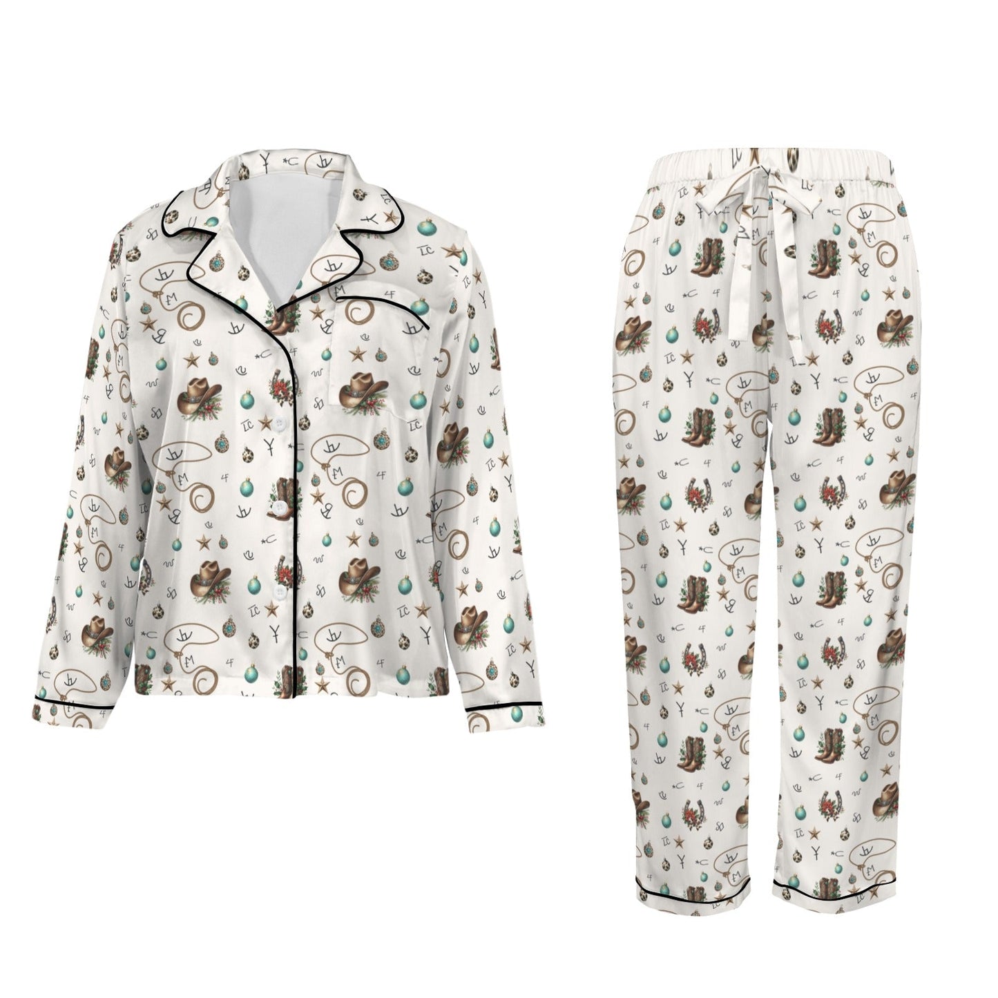 Boots and Brands Western Christmas Long Satin Pajamas