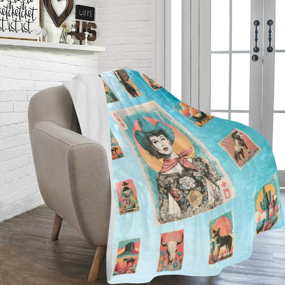 Baha Ranch Cowgirl Queen Blanket Ultra-Soft Micro Fleece Blanket 60" x 80" Made in America