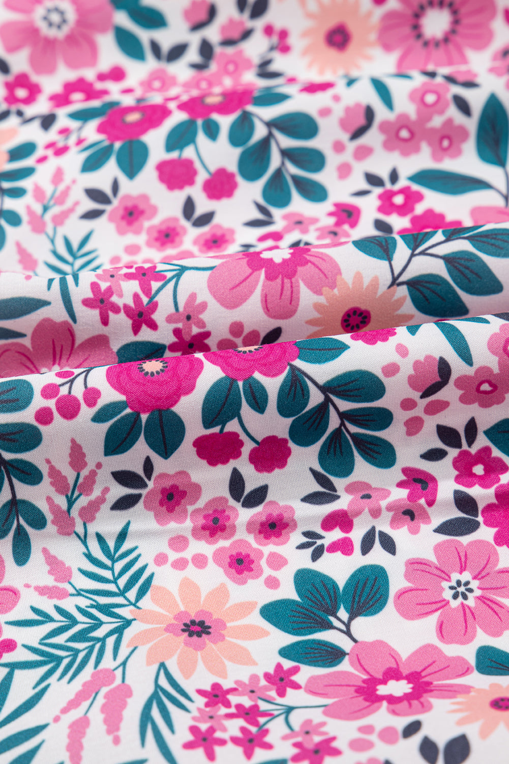 Floral Buttoned Collar Short Sleeve Mini Dress