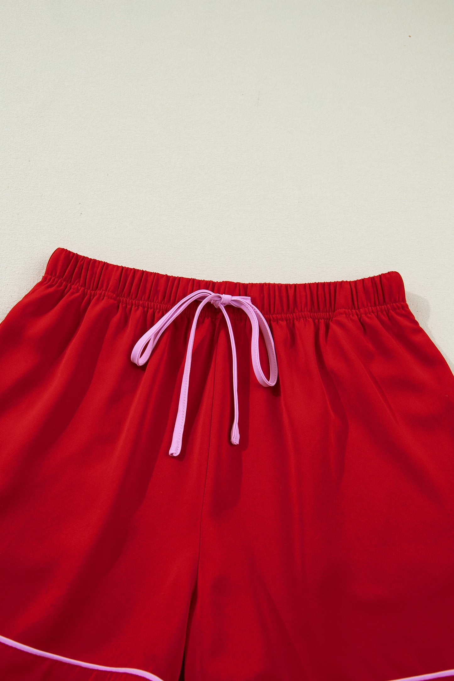Ribbon Bow Top & Short Silky Pajama Set