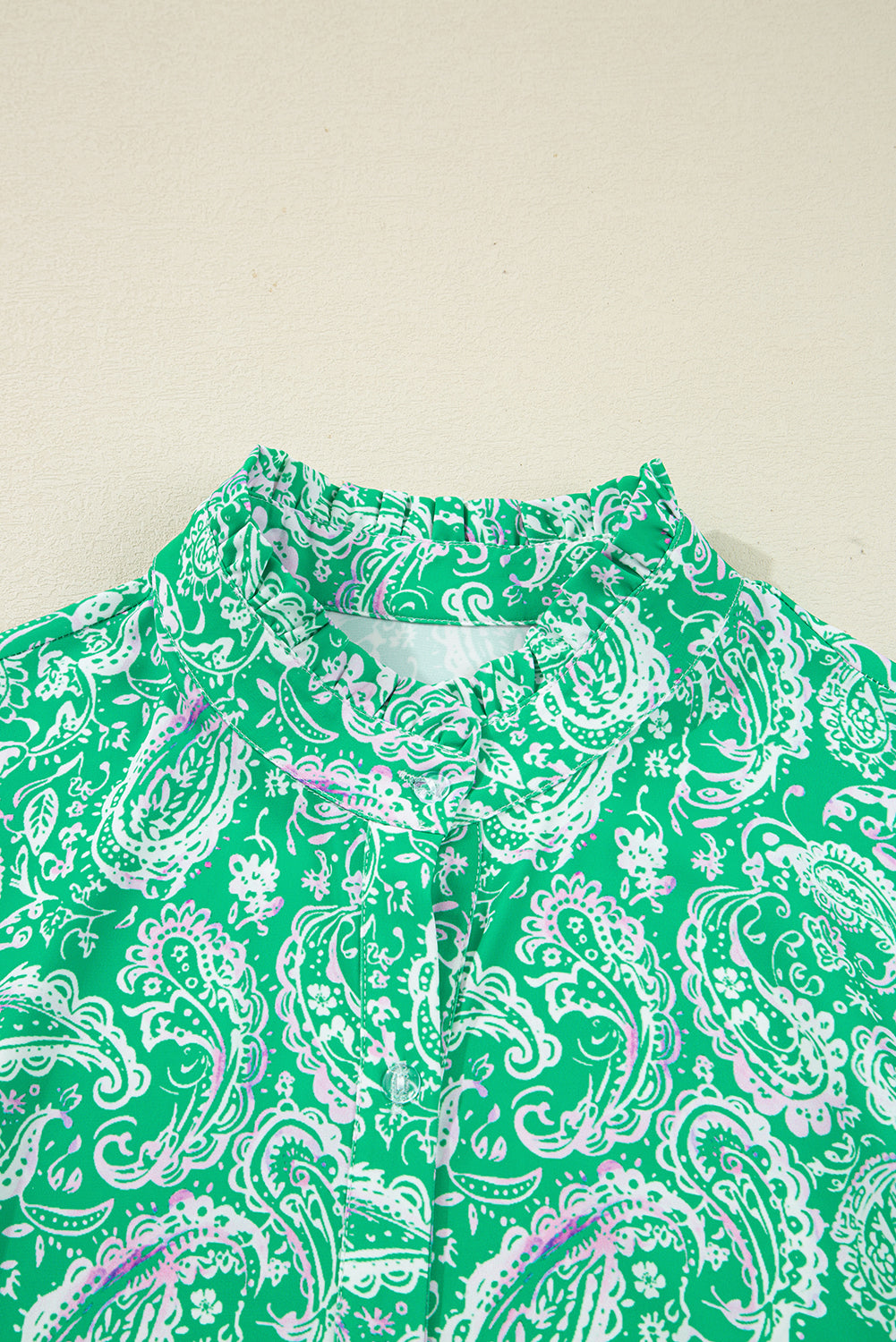 Paisley Button-Front Tied Waist Mini Dress