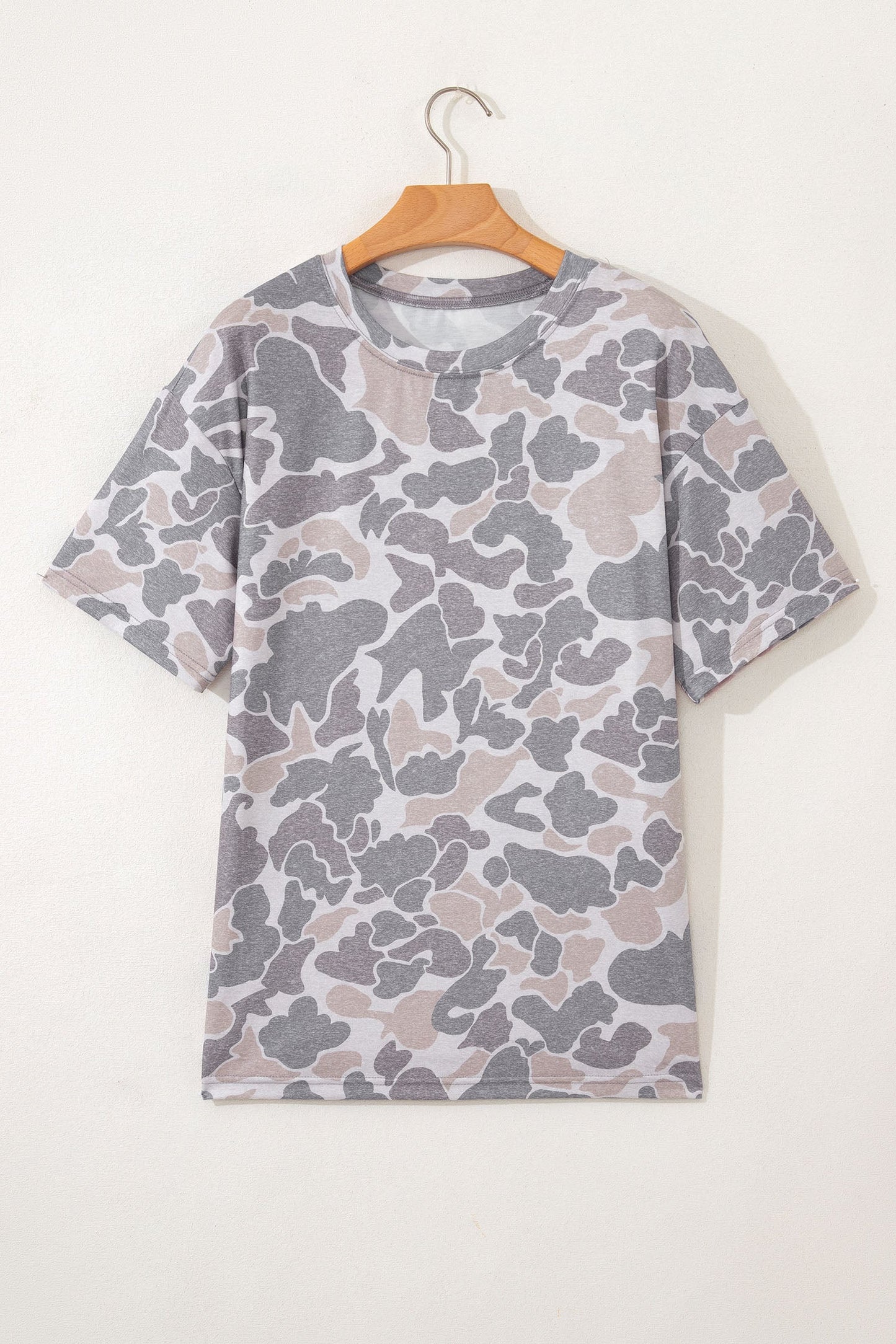 Camo Round Neck Short Sleeve T-Shirt
