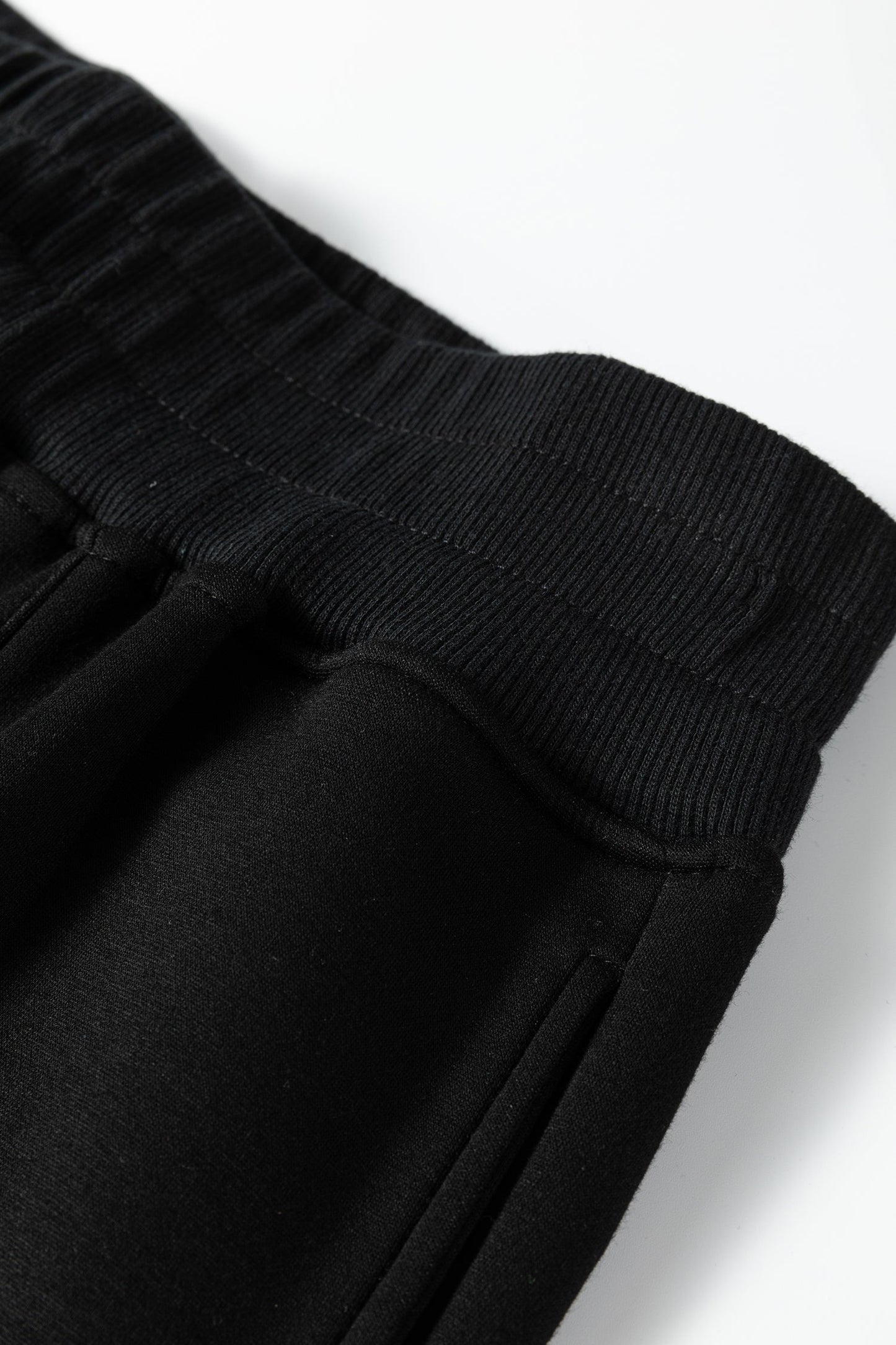Bristol Black Collared V-Neck Pullover Sweatshirt Sweatpants Set