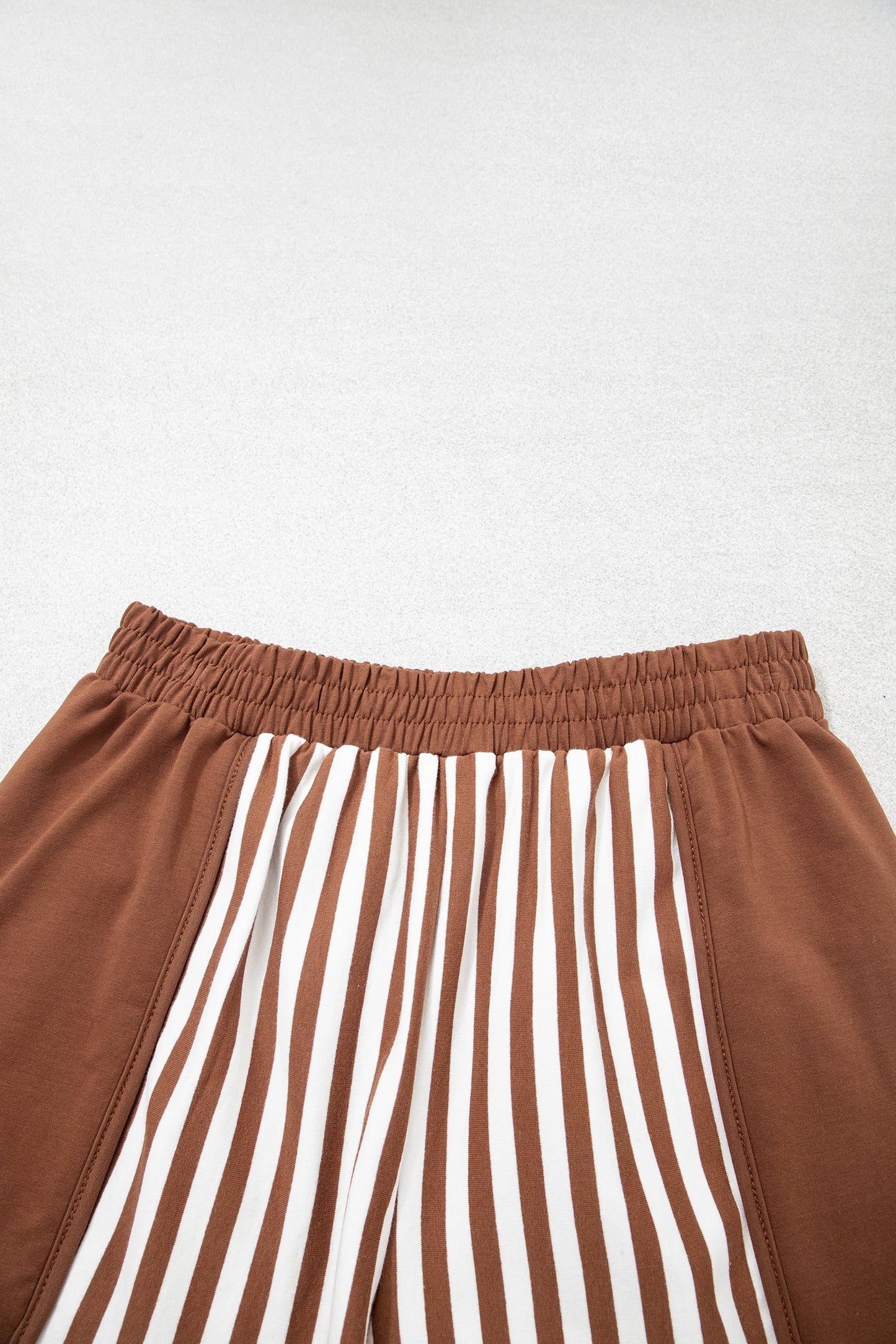 Stripe Patchwork Quarter Zip Sweatshirt & Shorts Set