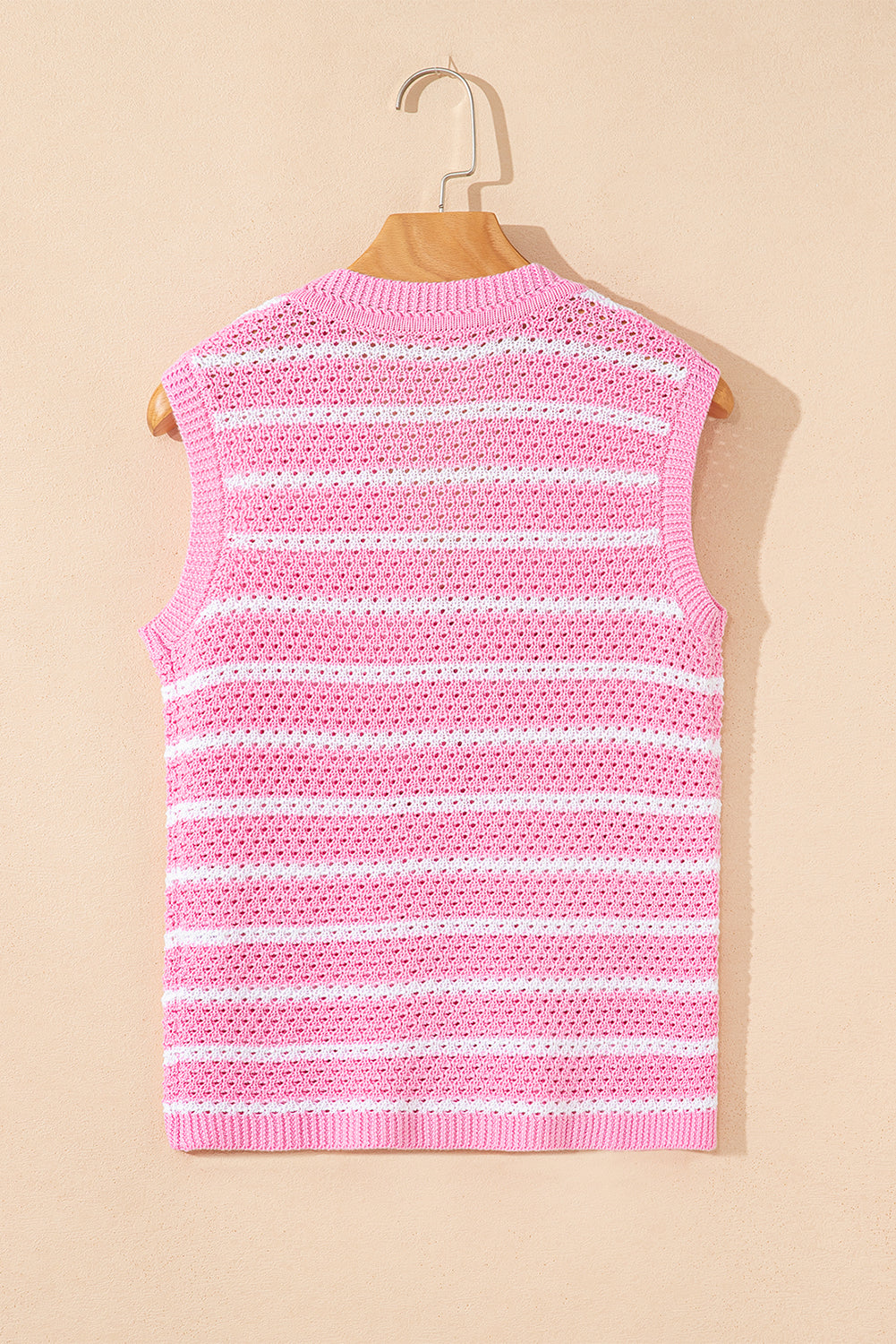 Stripe V-Neck Gold Button Sweater Top