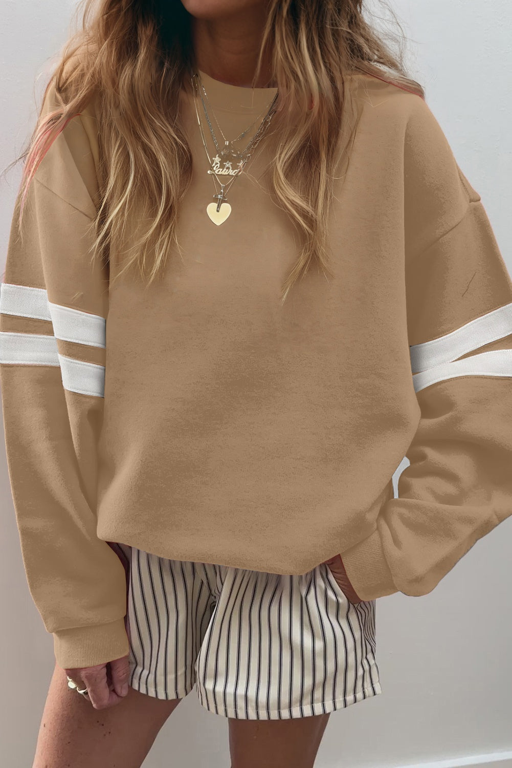 Varsity Stripe Drop Shoulder Sweatshirt