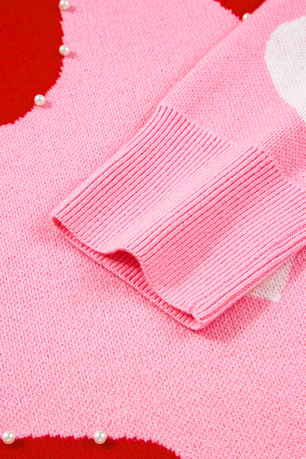 Valentines Heart Pearl Embellished Sweater