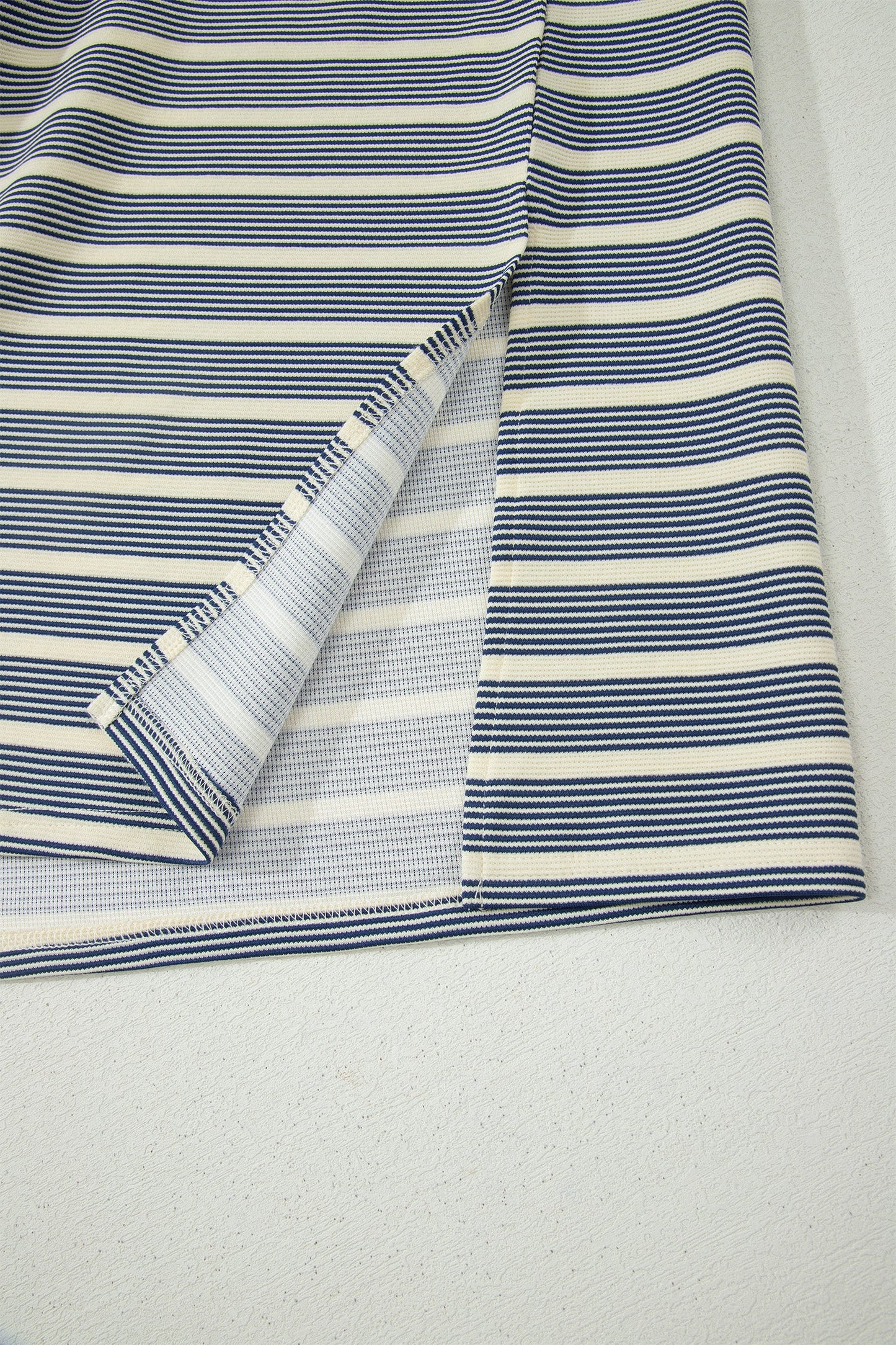 Plus Size Stripe Ruffle Sleeve Button V-Neck Dress