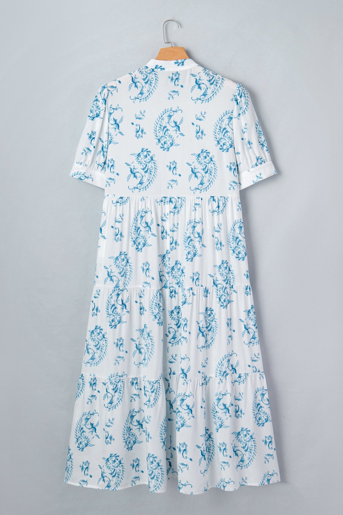 Plus Size Floral Geometric Split Neck Maxi Dress